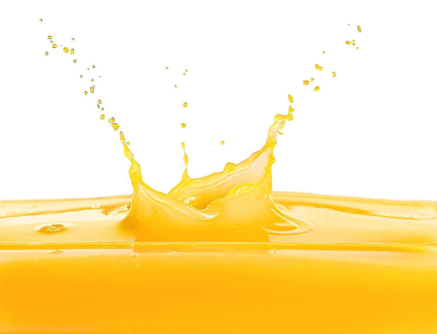 Splash of Fresh Orange Juice on White Background